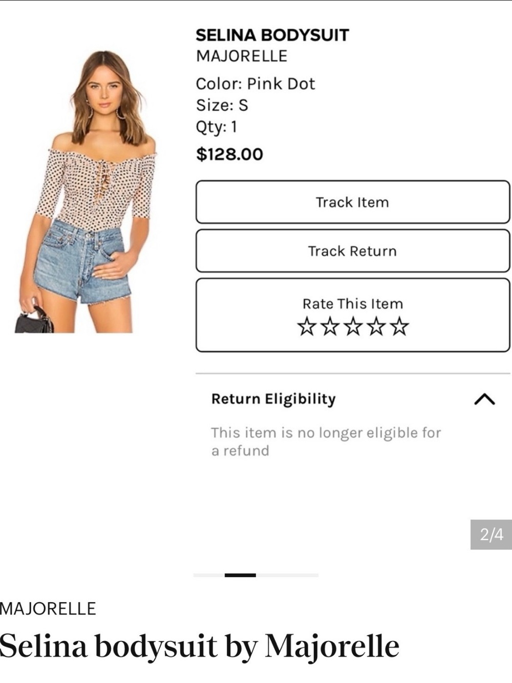 MAJORELLE Selina Off-Shoulder Pink Dot Bodysuit